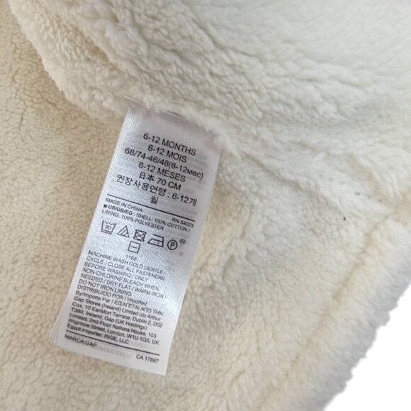 Baby Gap Sherpa Lined Gray Garter Knit Hoodie Jacket 6–12M Cozy Winter Neutral - Picture 7 of 9